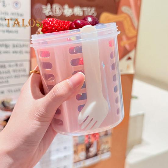 Salad Cup 501-600ml Food-Grade PP Leak-Proof Portable Salad Box with Lid Enhanced Drainage System Double Drain Cup