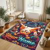Creative Theme Soft Crystal Velvet Rug Custom Name & Text Print Non Slip Floor Rug for Bedroom Living Room