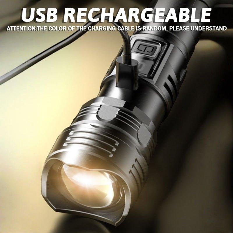 Strong Light Ultra Bright 2000LM LED Flashlight USB Rechargeable Long Range Zoom Tactical Torch Outdoor Camping Fishing Lantern