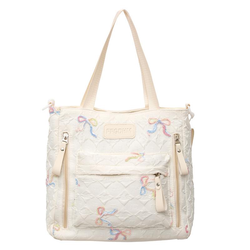 Stylish And Cute Bow Backpack Women'S Fresh Puffs Class Schoolbag Primary School Students Lightweight Weight Weight Reduction Backpack