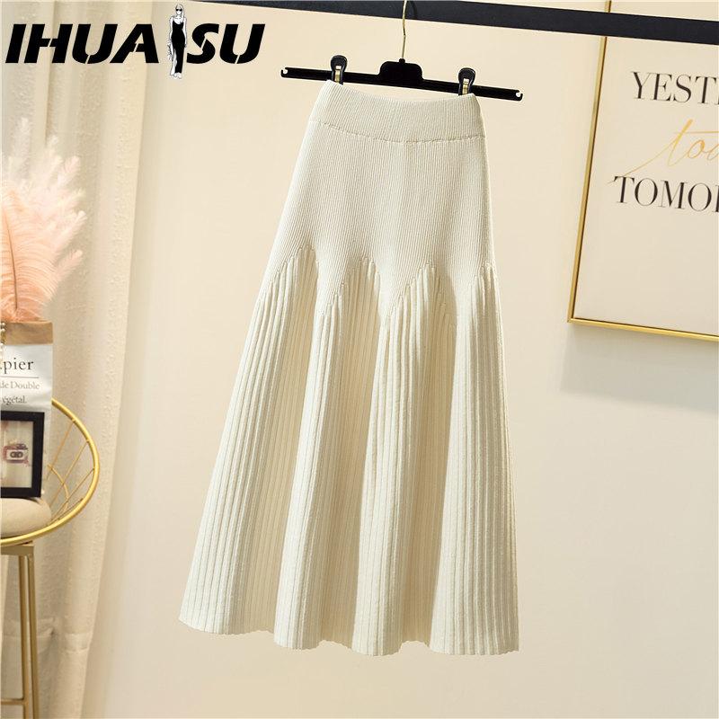 

IHUASU Женская Мода Повседневная Однотонная Принтованная Летняя Весенняя Юбка one size бежевый