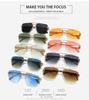 Frameless Gradient Sunglasses: European & American Style with Metal Texture
