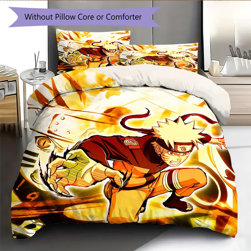 Naruto Uzumaki Naruto Anime Character Pattern Bedding Home Decoration Birthday Gift (1 * duvet cover + 2 * pillowcase, without core)