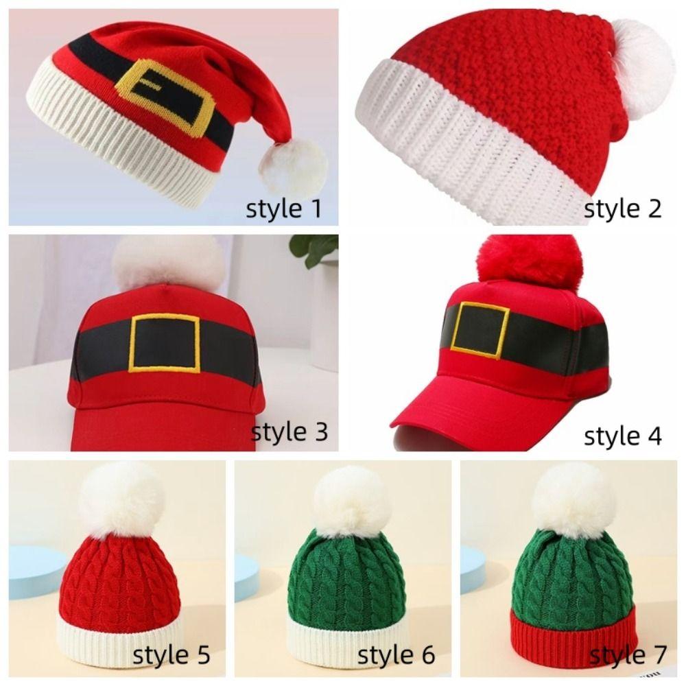 Red Knitted Knit Christmas Beanie Dress Up Santa Claus Cap Women Men Christmas Hat Outdoor