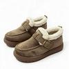 Retro buckle velvet Birkenstocks women's shoes, non-slip and wear-resistant thick-soled cotton shoes, simple and versatile women's short shoes