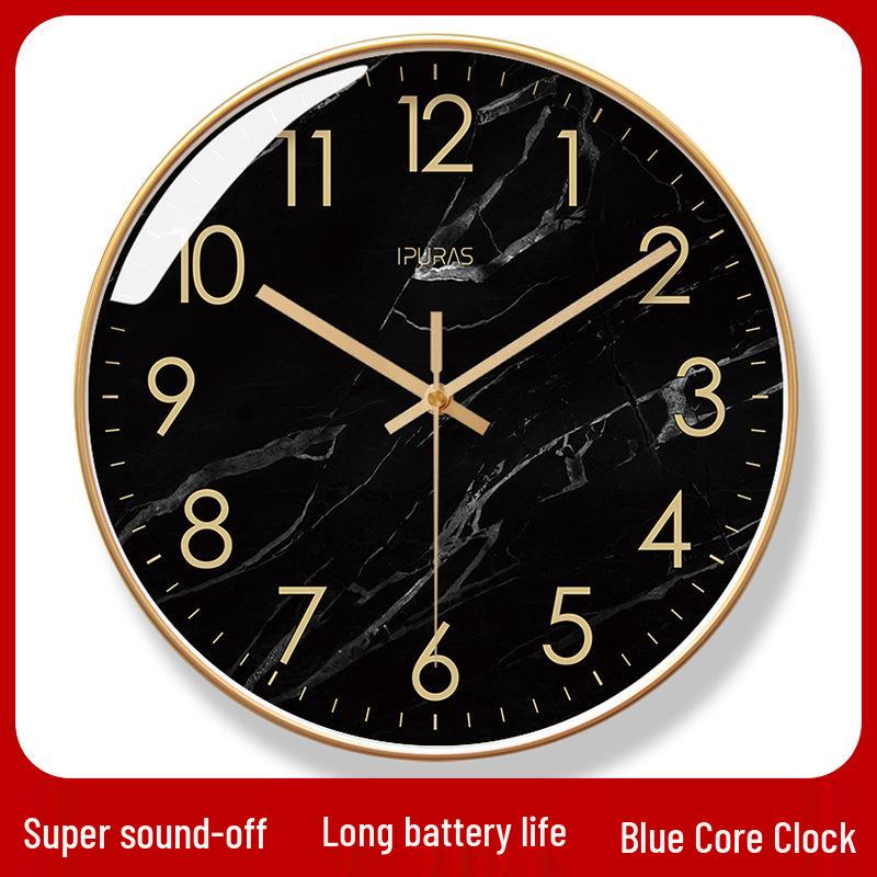 Ultra-Quiet 6278 Quartz Wall Clock with Marble Texture - Nordic Fashion for Living Room