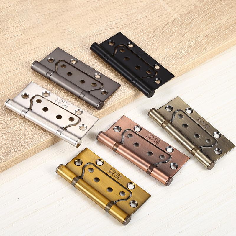 Stainless Steel Door Hinges Invisible Mute Thickened Bearings Hardware Hinge Accessories for Wooden Doors Window 4 Inch
