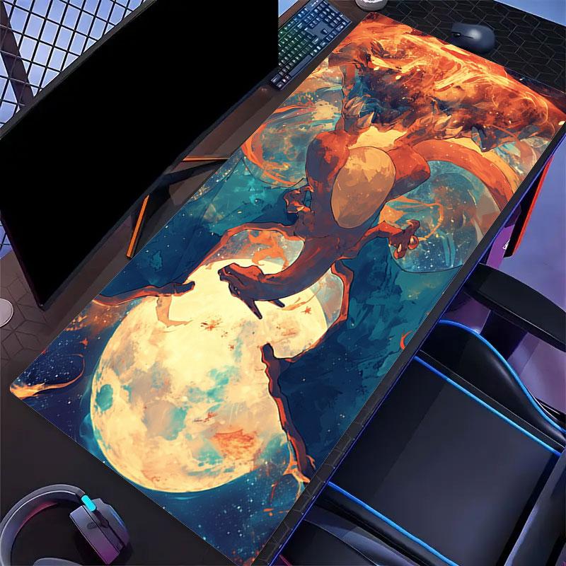 Charmander Mouse Pad, Large Gaming Desk Mat, Non-slip XXL Mousepad for Laptop & Tablet, Mini PC Playmat with Stitched Edges