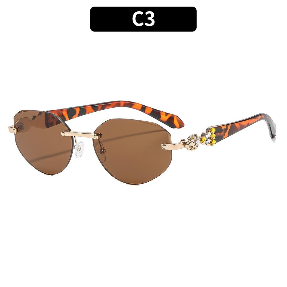 European and American frameless trimmed fashion polygon women's sunglasses personalized sunglasses street photography travel sunglasses