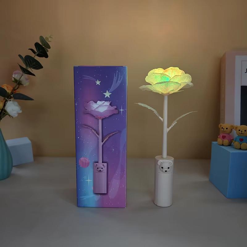 Artificial Rose LED Light Aluminum Glass Eternal Flower Party Supplies Simulation Decoration Anniversary Christmas Women's Gifts