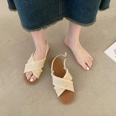 Mode RUANDAIDamen 2024 Damen Böhmische Sandalen Sommer Flach Leicht Eomen Sandalen Freizeitschuhe Kleidsandalen Damen Zapatos Mujer