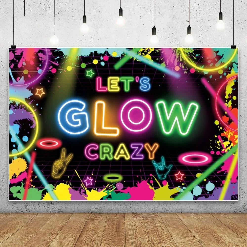 Splashing Graffiti Glow Wall Backdrop  HipHop Theme Happy Birthday Party Photography Background BannerTapestry