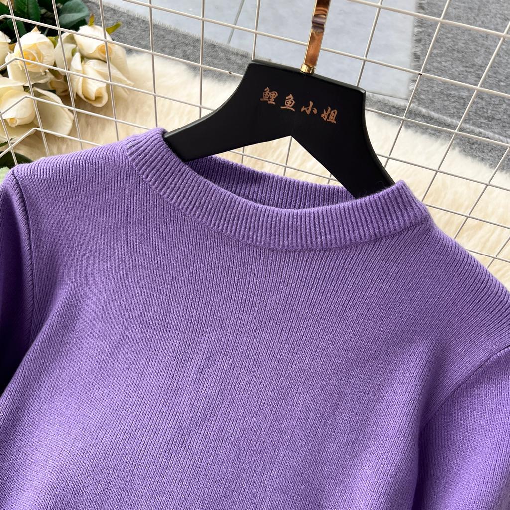 High-End-Lazy-Style-Strick-Fashionset-Damen-Zweiteiler-Anzug für Herbst und Winter, Rundhals-Oberteil + Faltenrock mit hoher Taille
