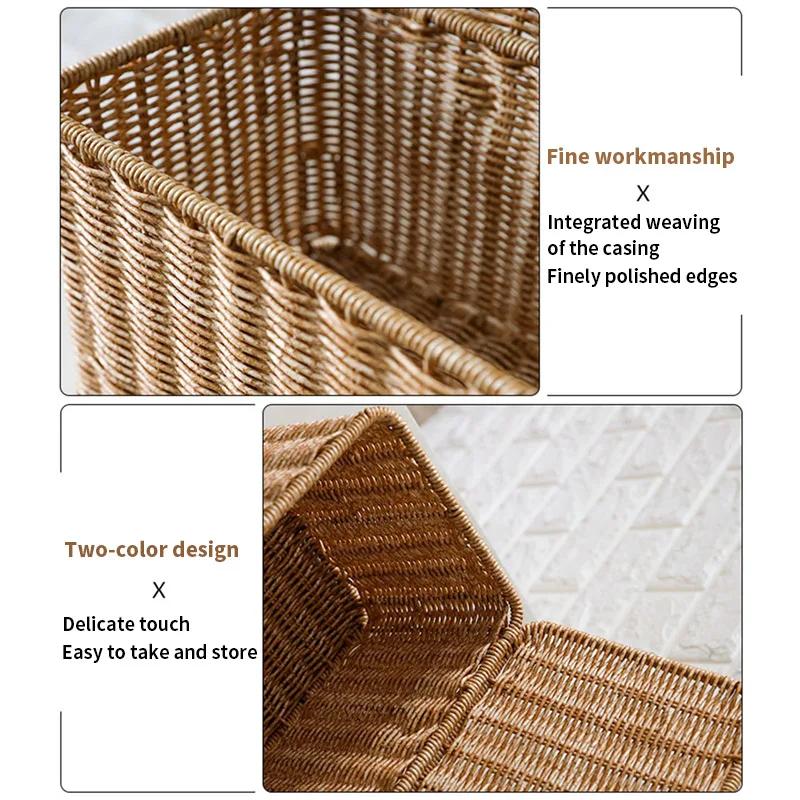 Coș de Depozitare Împletit Handmade Coșuri pentru Haine Murdare Cutie de Depozitare din Ratan cu Capac Organizatoare pentru Depozitare în Dulap Organizare Diverse