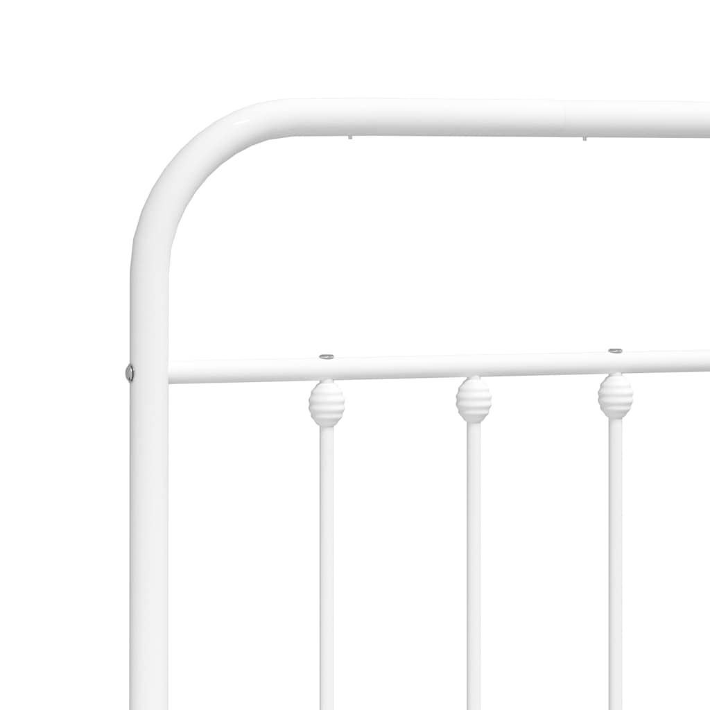 Metal Bed Frame with Headboard and Footboard White 135 x 190 cm