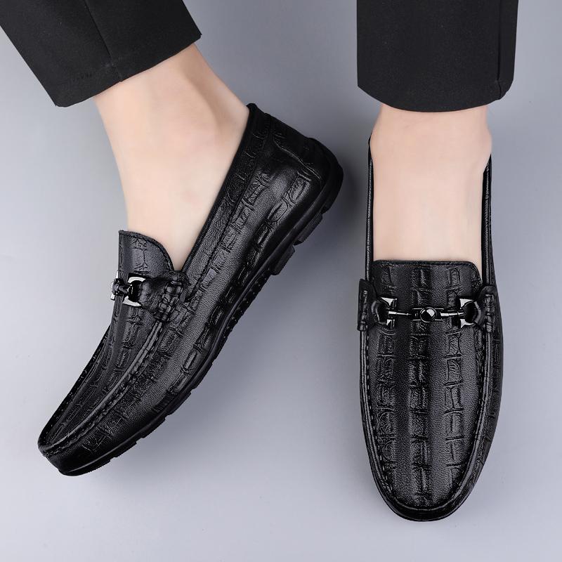 Spring Luxury Brand Shoes Men Classic Genuine Leather Mens Slip-On Driving Shoes Pattern Casual Office Shoes