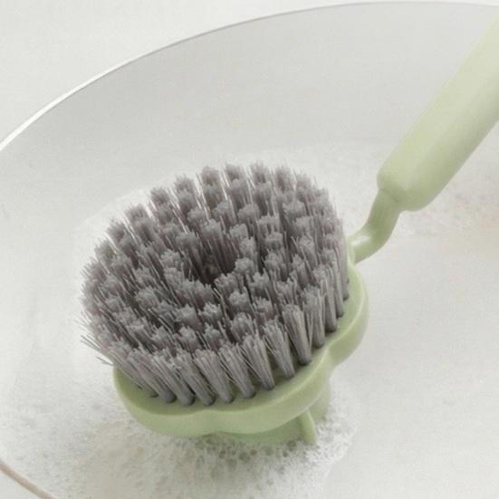 Cleaning Brush Long Handle Oil-Proof 360-Degree Rotatable Head Pot Brush with PET High-Density Bristles Strong Stain Removal Cleaning Scrubber
