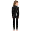 Meisjes jumpsuit met glanzende metallic afwerking, col, lange mouwen en volledige lengte