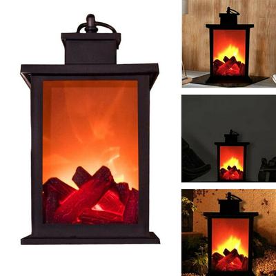 LED Lantern Fireplace Flameless Log Fire Flicker Flame Christmas Decoration Lamp