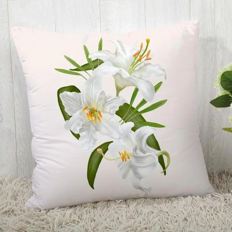 Home Decor Floral Printed Throw Pillow Cover Living Room Sofa Cushion Cover Bedroom Room Decorative Pillow Cover 45x45cm