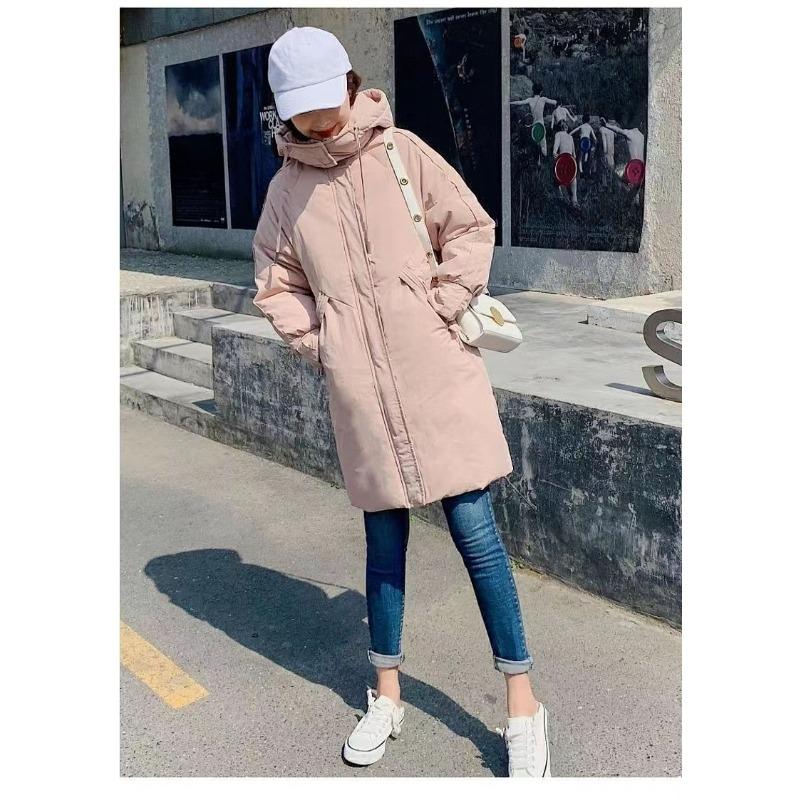Women's Mid-Length Ultra-Thick Cotton Jacket Loose Fit Fashionable Korean Style Outerwear Winter Coat Collar Zipper