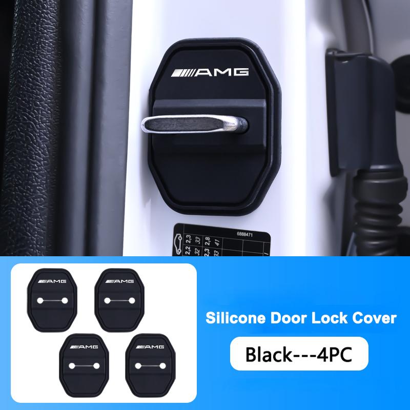 4pcs Car Silicone Door Lock Cover Protective Sticker For Mercedes Benz Smart W108 W124 W126 W213 W168 W169 W176 W220 AMG W203 jjj1