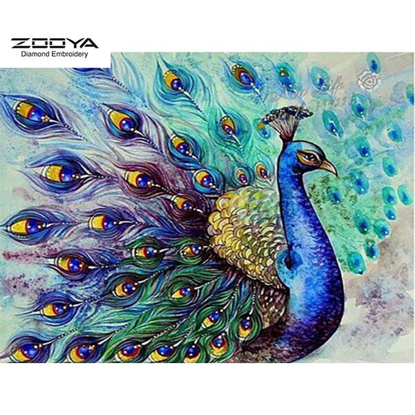 

ZOOYA DIY 3D круглая алмазная картина Павлин Вышивка Крестом ремесло домашний декор