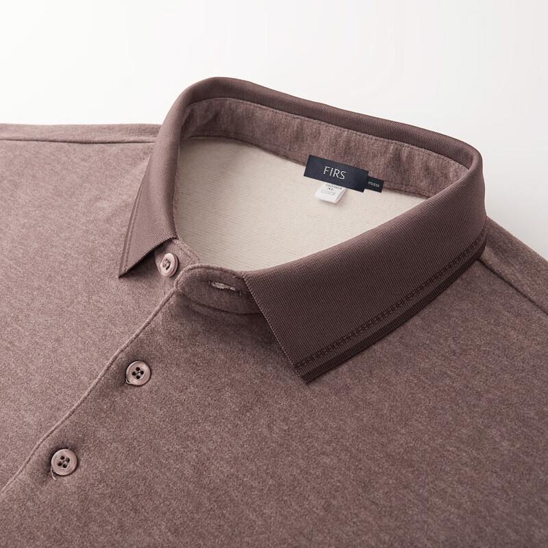 FIRS Men's Thickened Fleece Wool & Silk Blend Long-Sleeve Polo Shirt