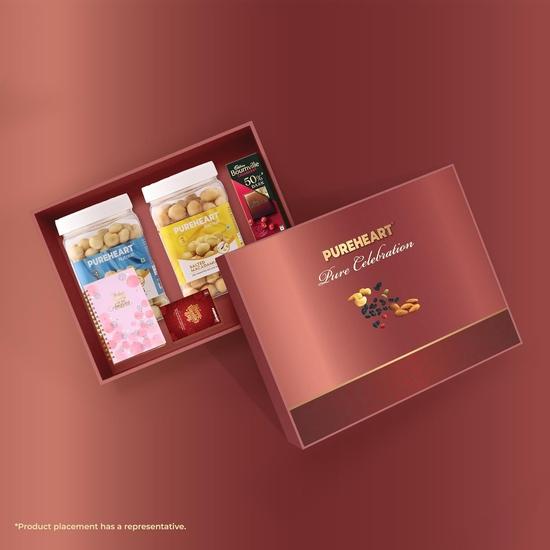 PUREHEART Valentine’s Day Gift Hamper for Him & Her | Premium Macadamia Nuts Gift Box with Natural & Salted Macadamia (650g Each)