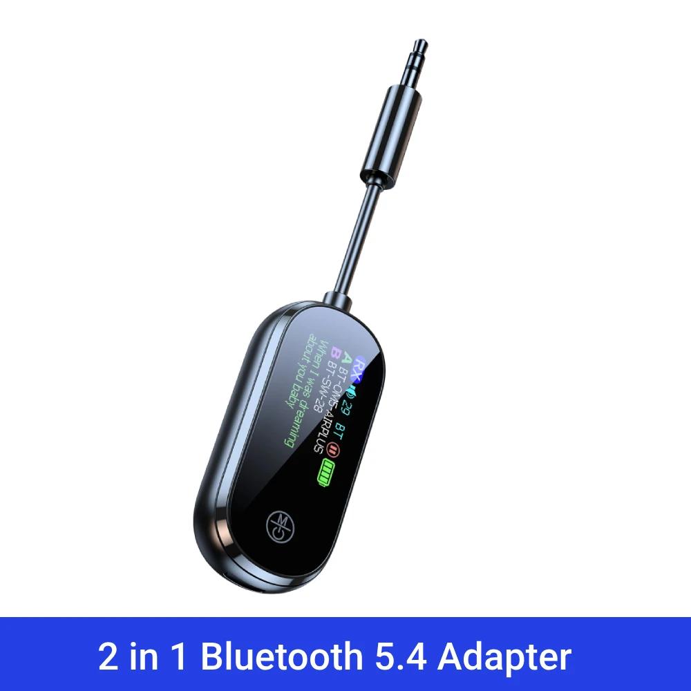 Bluetooth 5.4 Adó-vevő 2 az 1-ben Sztereó 3,5 mm-es AUX Repülőgép Audio Vezeték nélküli Adapter Mikrofonnal TV-hez PC-hez Fejhallgatóhoz Autóhoz Repülőgéphez