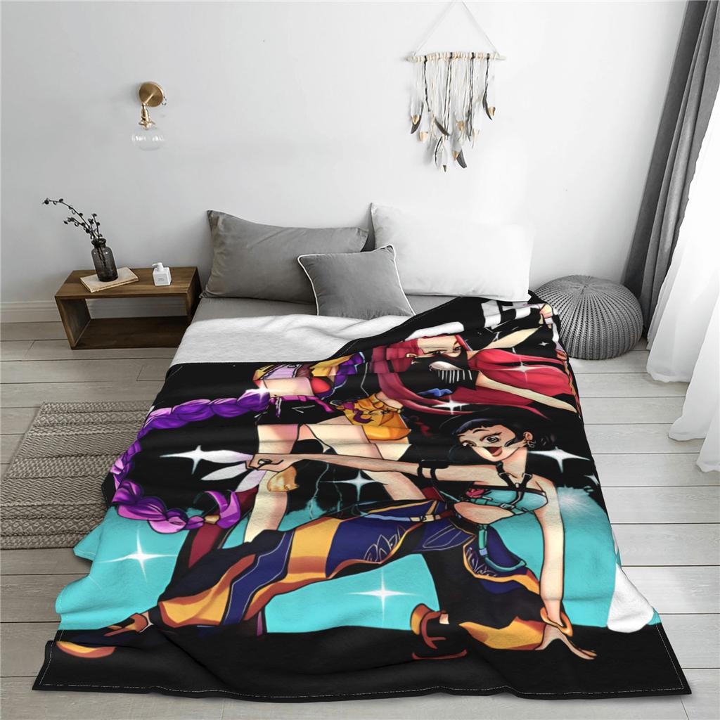 Huntrix Girl Warriors Demon Hunters Flannel Blankets  Warm Throw Blanket for Bedroom Decorative Funny Bedspread Sofa Bed Cover