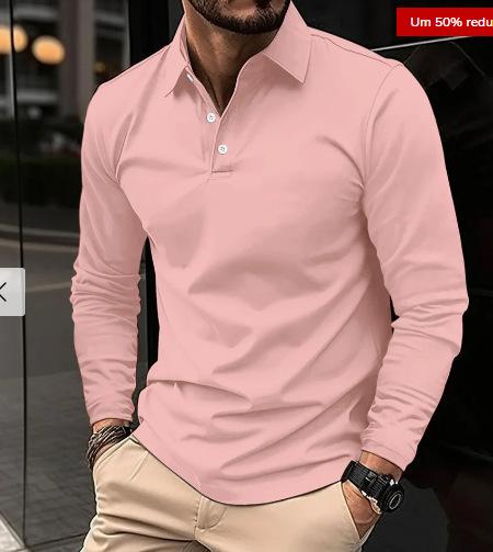 Men's Long Sleeve Polo Shirt, Versatile Casual Top for Daily Wear.