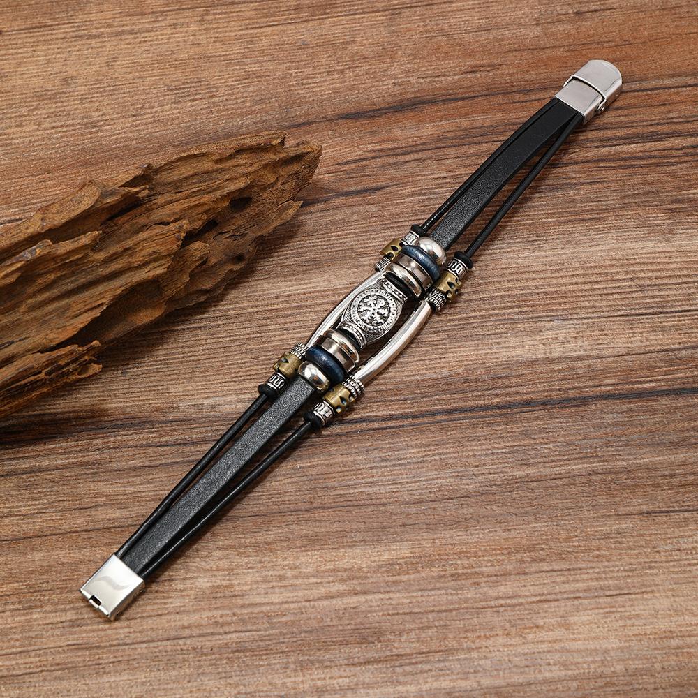 Vintage Viking Style Mens Genuine Leather Bracelet Handmade Craft