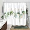 Hanging Plants Shower Curtain Green Succulents Potted Herbs Design Bathroom Decor Waterproof Curtains Boho Home Style