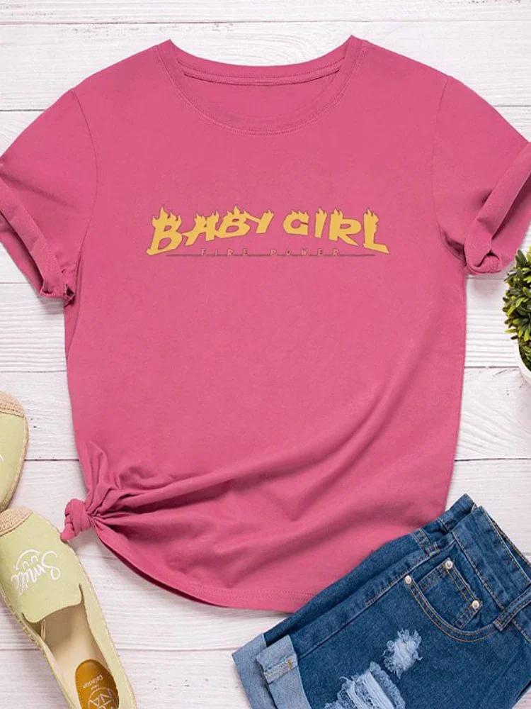 Baby Girl Golden Letter Print Women T Shirt Short Sleeve O Neck Loose Women Tshirt Ladies Tee Shirt Tops Clothes Camisetas Mujer