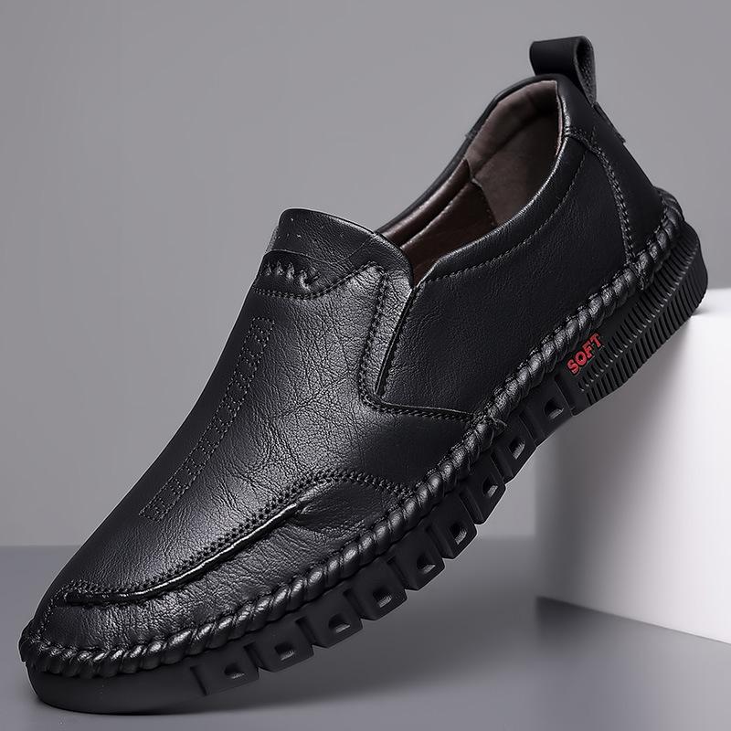 Men's shoes spring new trendy shoes men's leather shoes soft sole middle-aged versatile casual shoes men's leather shoes