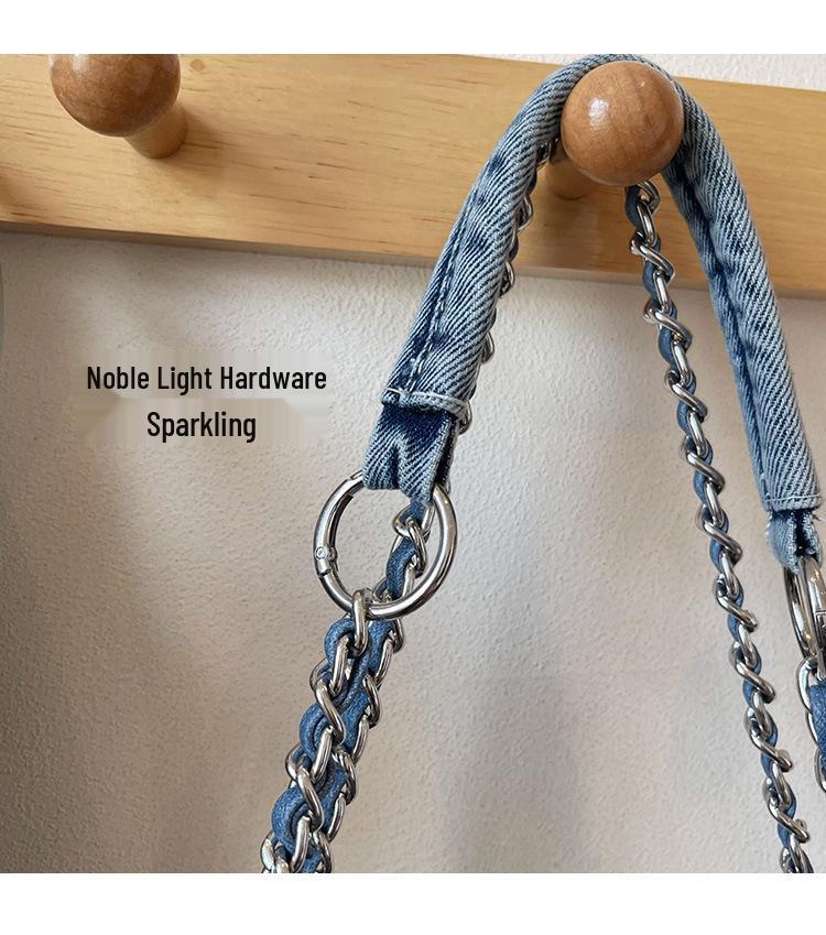 Damen Denim-Tragetasche Mode 2025: Vielseitige Ketten-Schultertasche mit großem Fassungsvermögen