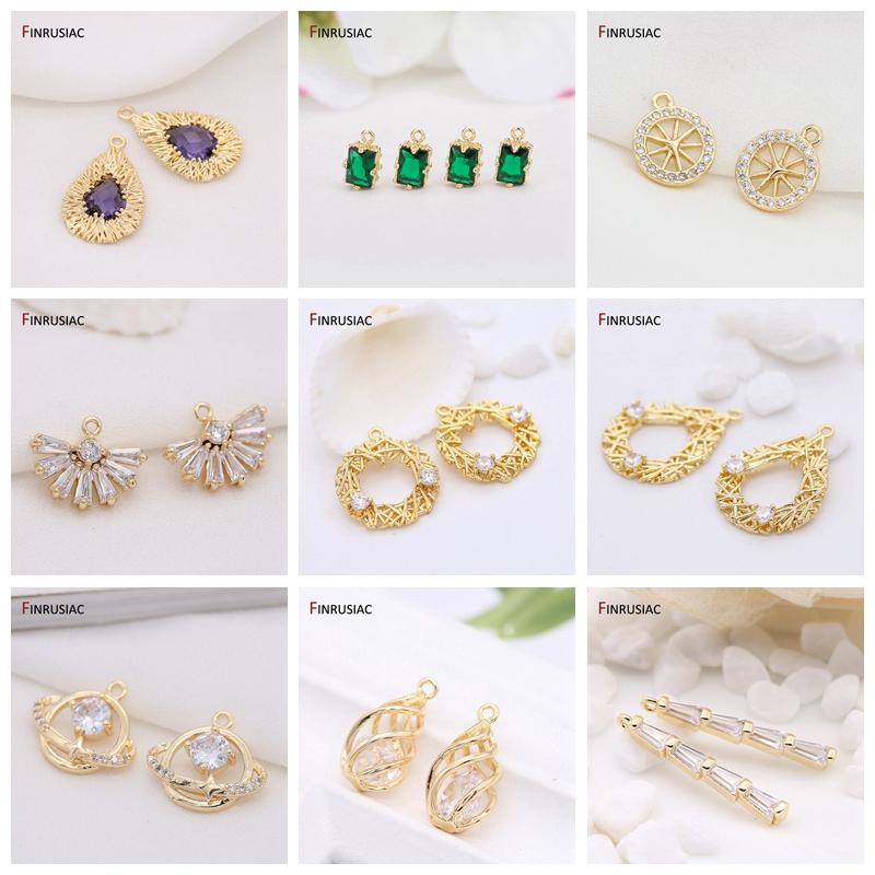 Korean Fashion Green Zircon Small Pendant Charm, DIY Making Earrings Necklaces Components Findings, Jewellery Making Supplies