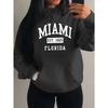 Miami Est 1825 City Art Letter Prints Women Hoodie Pocket Streetwear Harajuku Loose Hoody Fleece Female Clothing