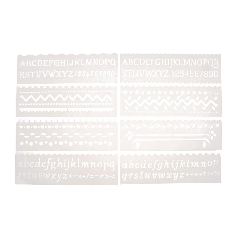 8Pcs Letter Wave Animal Shaped Diy Craft Hollow Layering Stencil Paint Template