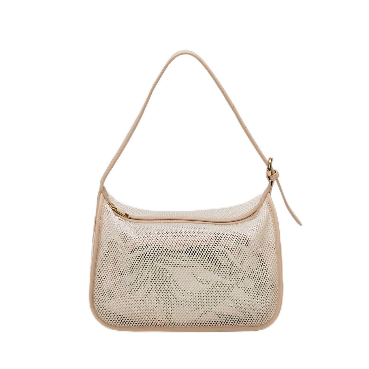 Printed Mesh Bag with Drawstring Bag [TREASURE TOPKAPI] One-Handle (Off-White)