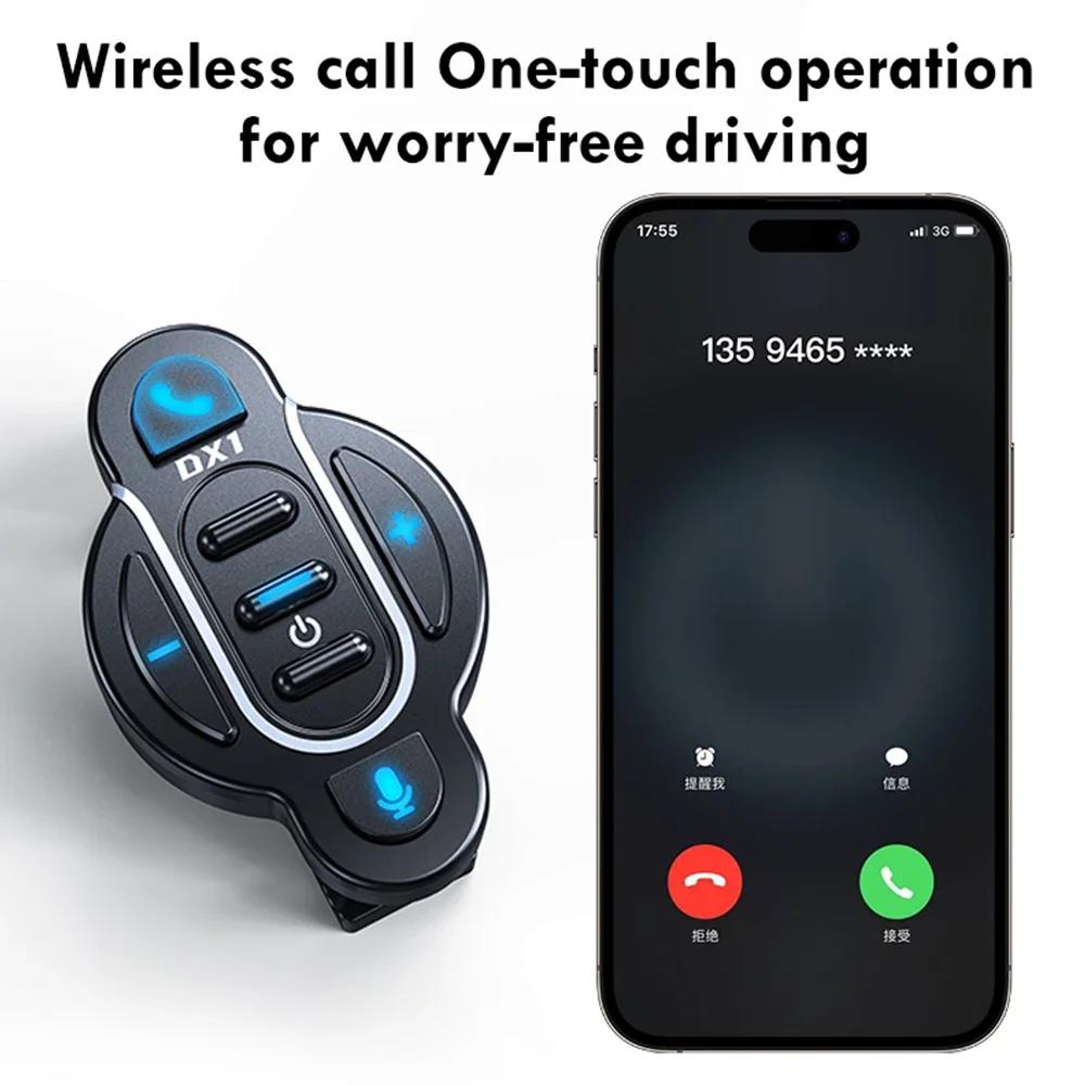 Bluetooth 5.4 Smart Wireless Media Remote Controller Waterproof Handlebar Mount Media Control Button For Motorcycle Bicycle Helmet Headphone Audio Pla