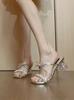 Fashion Bow Water Drill Summer Sandals For Women With Nonslip Pu Sole For Daily Wear