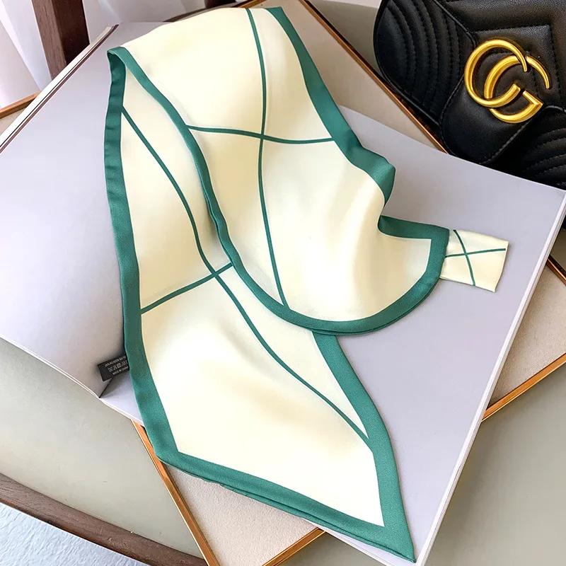 

Fashion Headband Geometric Print Hair Scarves Women Silk Satin Hairband Cute Neckerchief Skinny Scarfs Female 15*70cm Bag Scarf 70x15cm