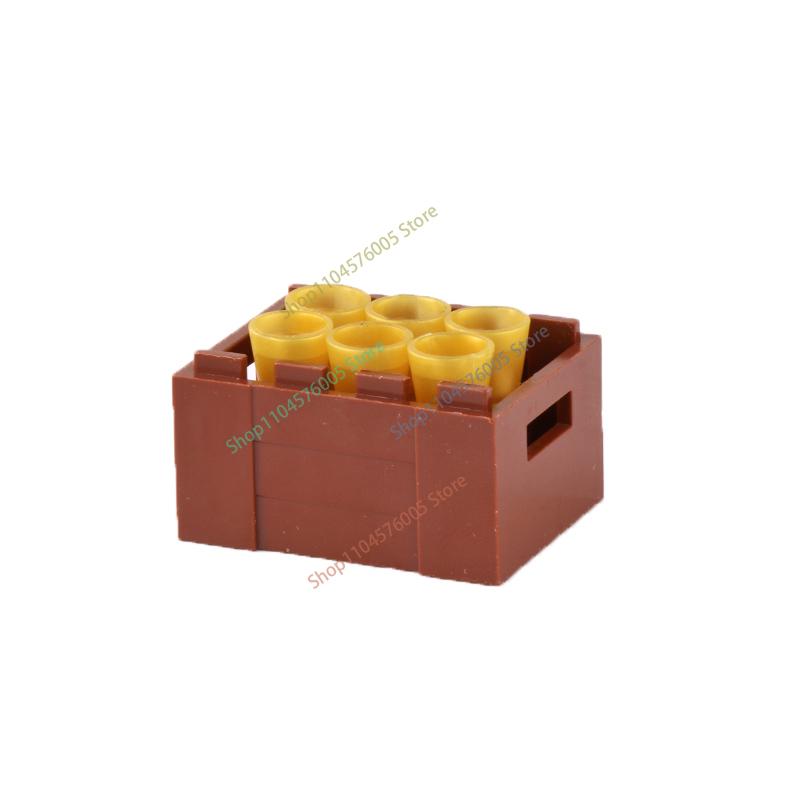 MOC City Scene Accessories Building Blocks Medieval Bonfire Flame Wine Bottle Reagent Bottle Box Compatible Mini Bricks Toys T11