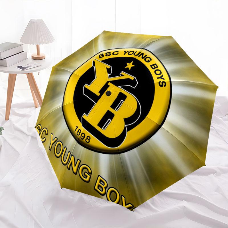 BSC Young Boys pattern, automatic folding umbrella, portable and foldable design, 8 ribs, a Christmas or birthday gift.