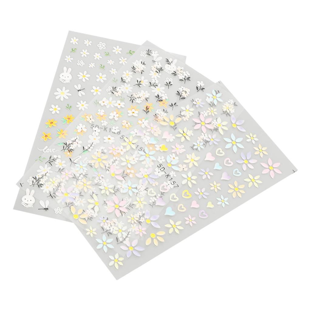 3 Stück Nail Art Sticker Selbstklebend Frühlingsblume Langlebiger Dekorativer Nagelsticker für DIY