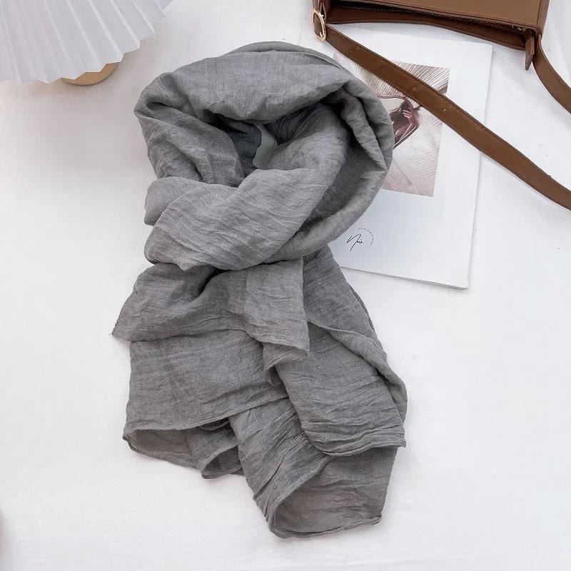 Vreovor Plain Tie Dye Scarf For Women Thin Style Spring And Autumn New Solid Color Retro Cotton Soft Versatile Shawl