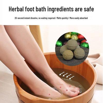 Quick-Dissolving Herbal Foot Soak Balls with Old Ginger, Safflower, Sichuan Pepper, and Mugwort for Men and Women