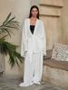 Elegant Tie-Up Cardigan & Long Pants Set - Solid Color, Long Sleeve, European & American Style Women's Home Wear